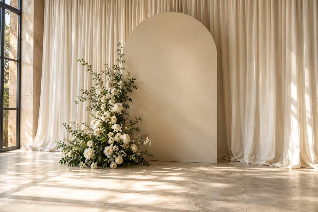 Styled arched backdrop at an event